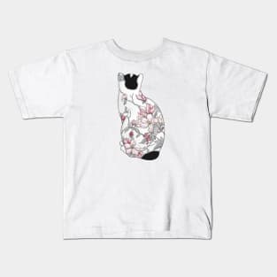 Cat in Apple Blossom Tattoo Kids T-Shirt